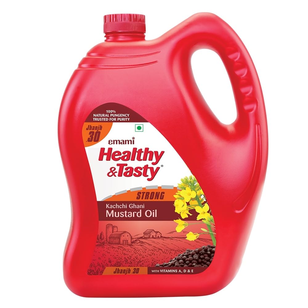 EMAMI Healthy & Tasty Kachchi Ghani Mustard Oil, Jar | 4.12kg